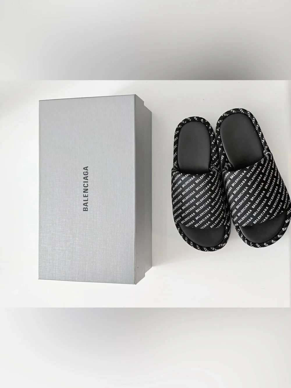 Balenciaga Black Logo Platform Sandals